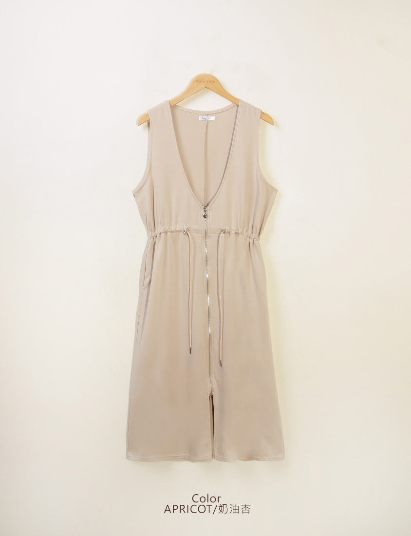 Ultra-Light Space Cotton Zip Front Plus Size Maxi Dress