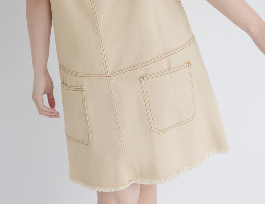 Adjustable Twill Cotton Strap Plus Size Midi Dress