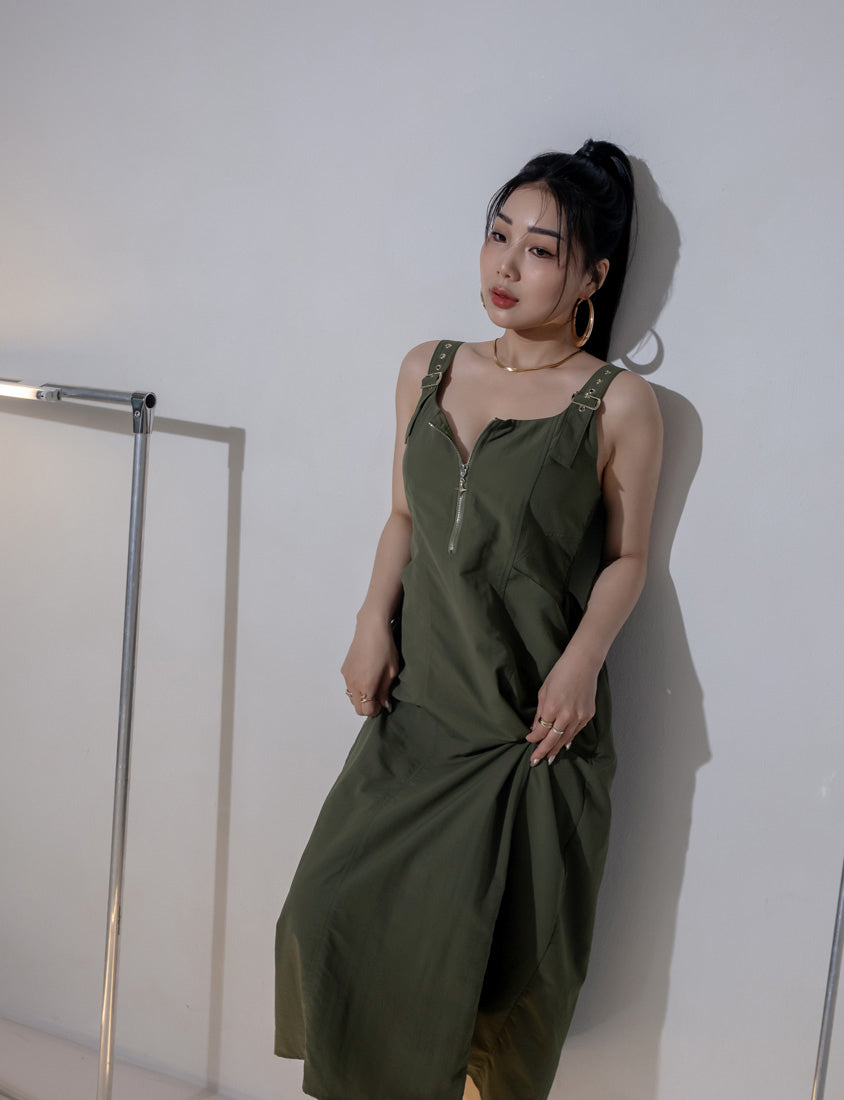 MUA! Adjustable Cargo Zip-Up Plus Size Cami Dress