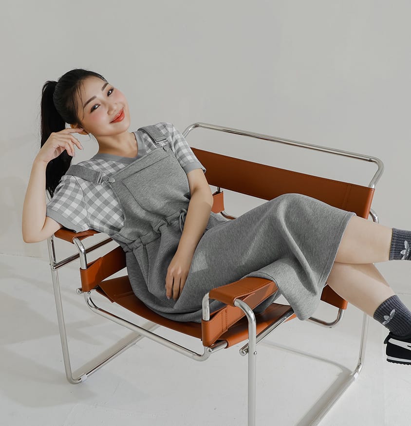 Plaid V-Neck Knit Plus Size Short Sleeve Top