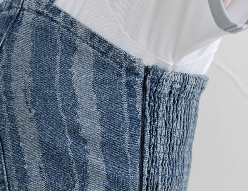 Adjustable Ruffled Plus Size Denim Overall Dress