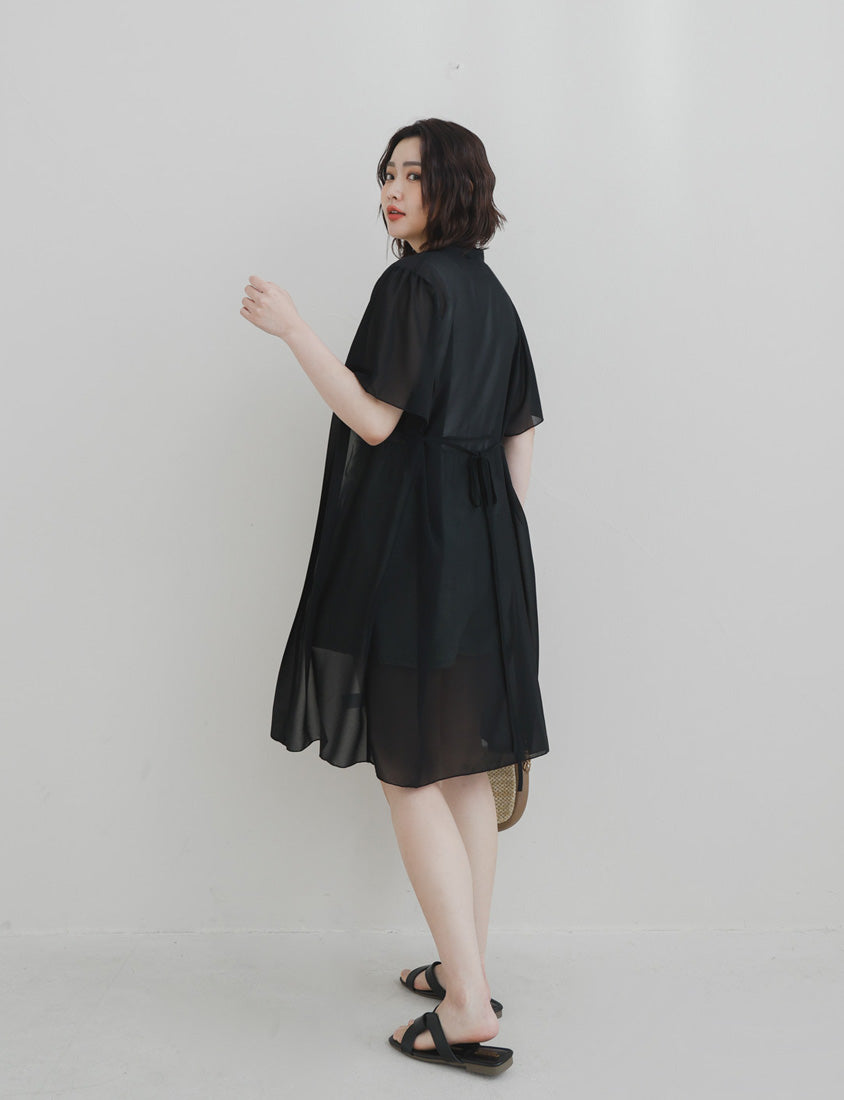 Sheer Vacation-Style Plus Size Long Cover-Ups (with Waist Tie)
