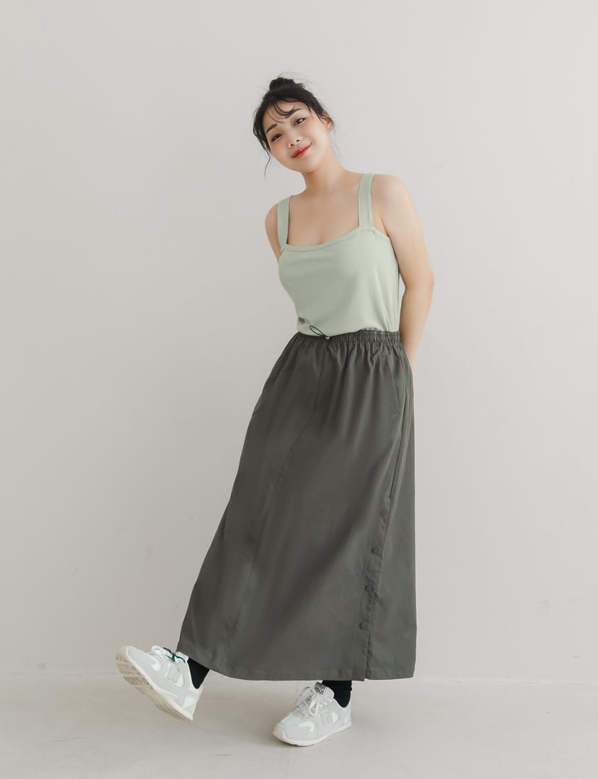 Ribbed Wide Strap Wavy Edge Plus Size Tank Top