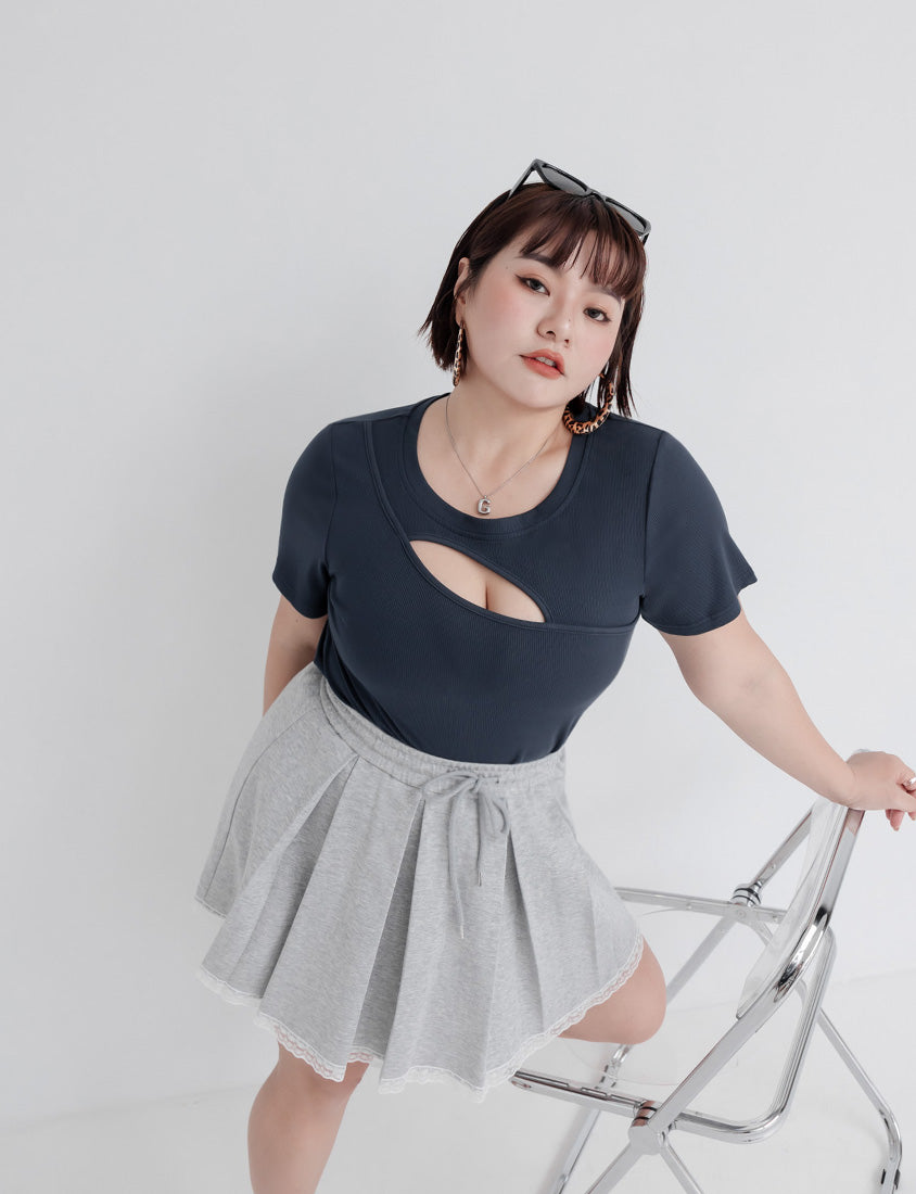MUA! Sexy Cut-out Ribbed Plus Size Top