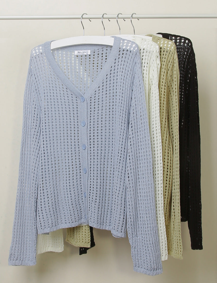 V-Neck Multicolor Ice Silk Plus Size Knit Cardigan