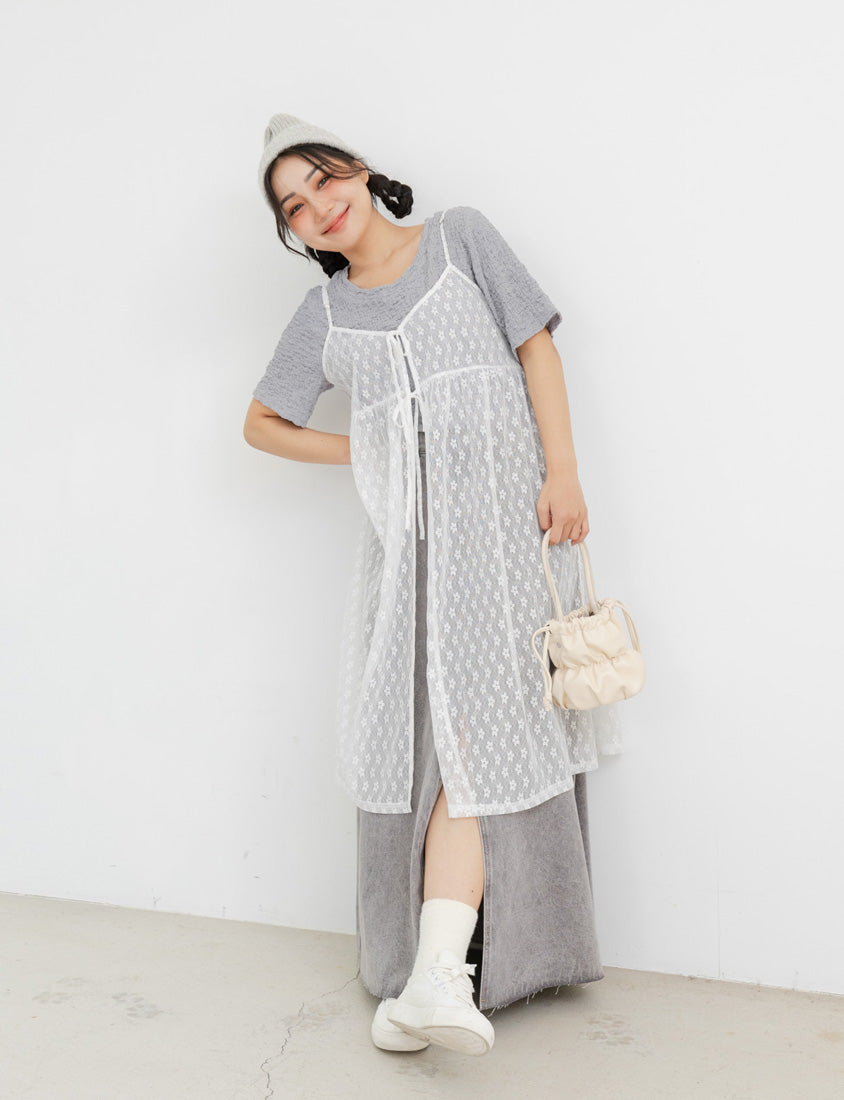 Japanese Style Wrinkled Textured Versatile Plus Size Crew Neck Top