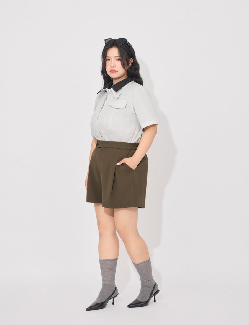 MORE U Asymmetric Wrinkle-Resistant Plus Size Shorts