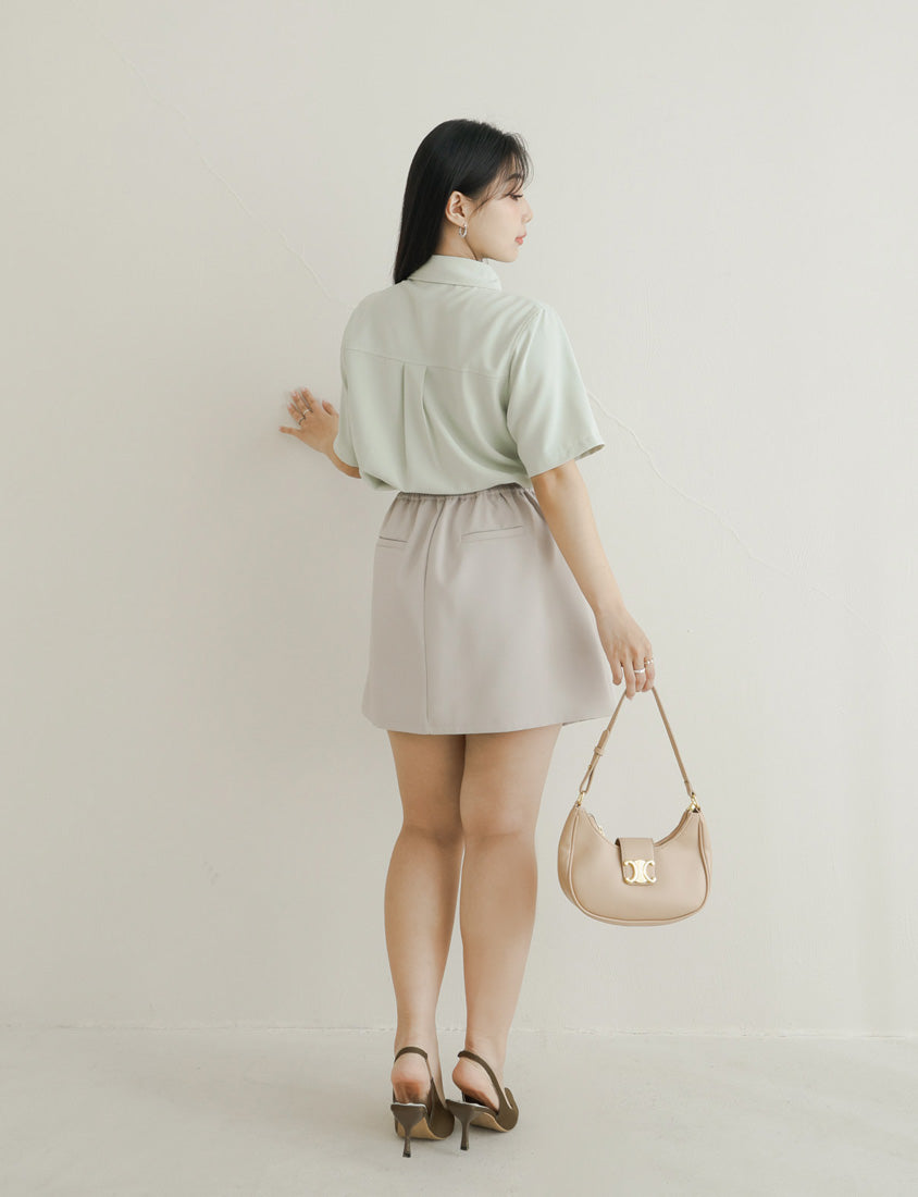 MISS. Lightweight Cooling Pleated Pocket Plus Size Short Sleeve Shirt