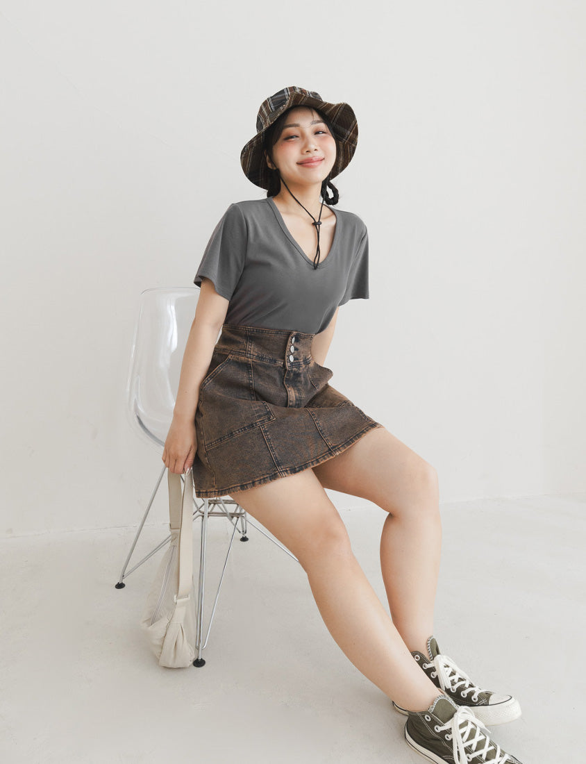 V-Neck Multicolor Plus Size Comfy Slim Tee