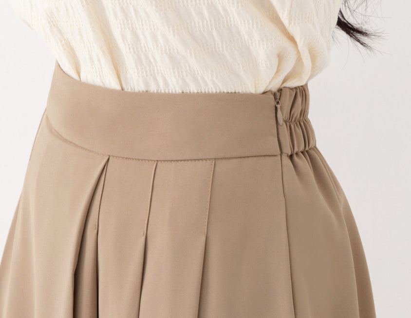 Elegant Pleated Back Elastic Waist Plus Size Chiffon Skort