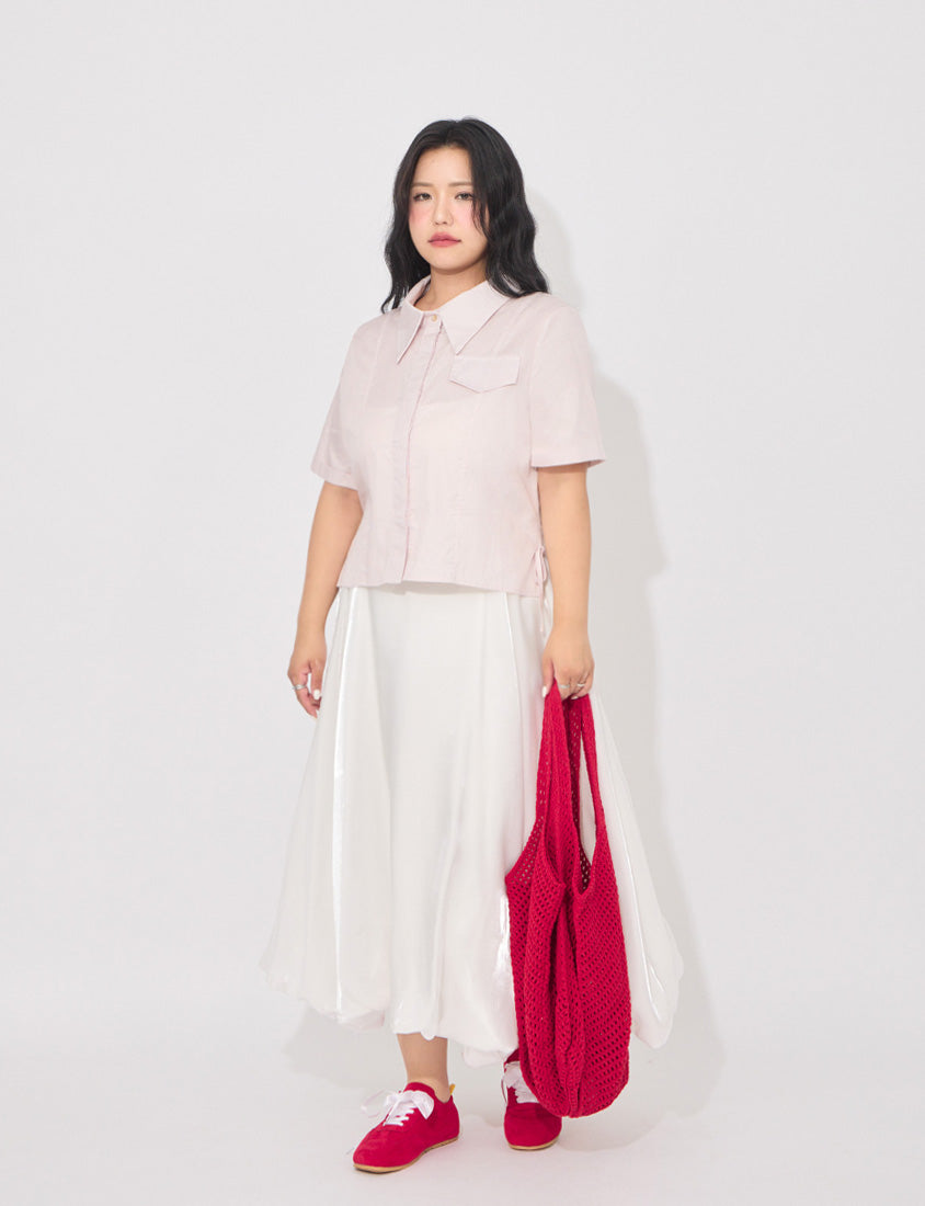 MORE U Pinstripe Side-Tie Plus Size Shirt