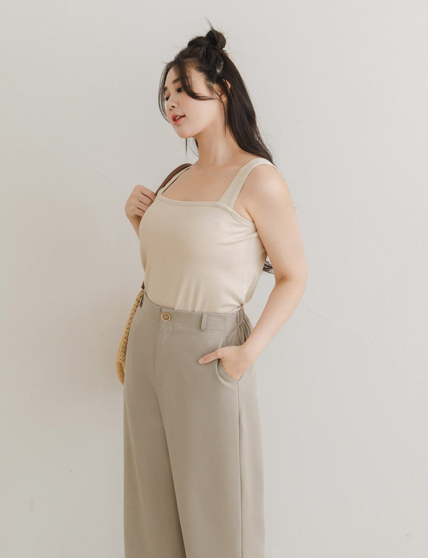 Back Elastic Tapered Cuffed Hem Twill  Plus Size Pants