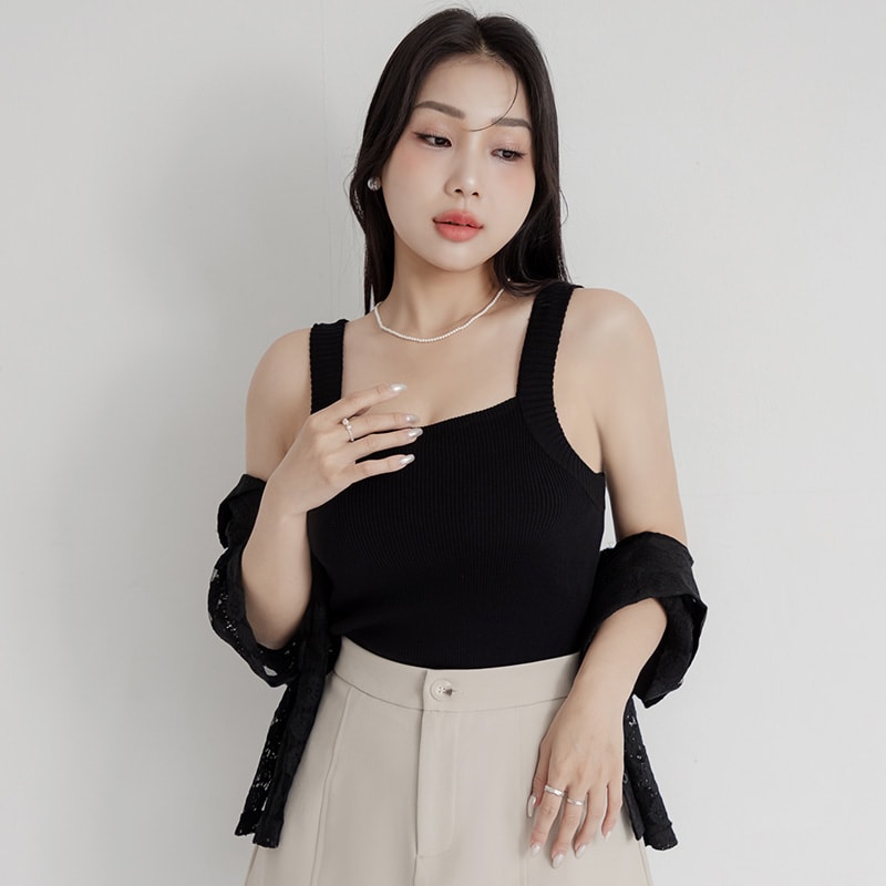 MISS. Ice Silk Lyocell Bra Bulges Support Knit Plus Size Tank Top