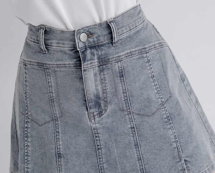 MUA! Sexy Stitching A-Line Plus Size Denim Skirt (with Shorts)