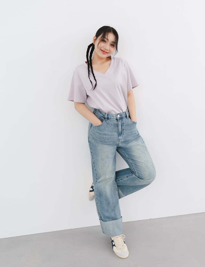 Bold Cuffed Plus Size Flare Jeans
