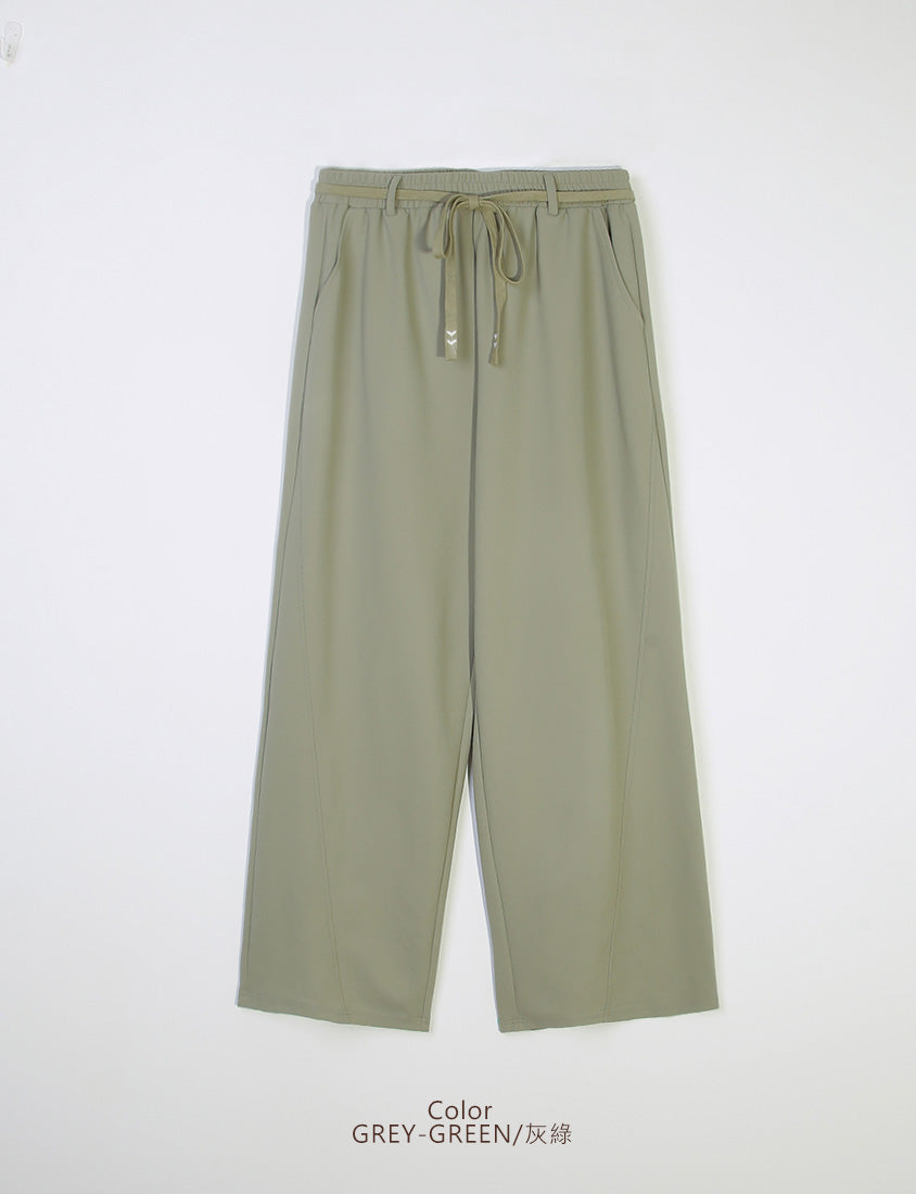 UV PRO+ Cooling Plaid Plus Size Wide-Leg Pants (with Waist-Tie)