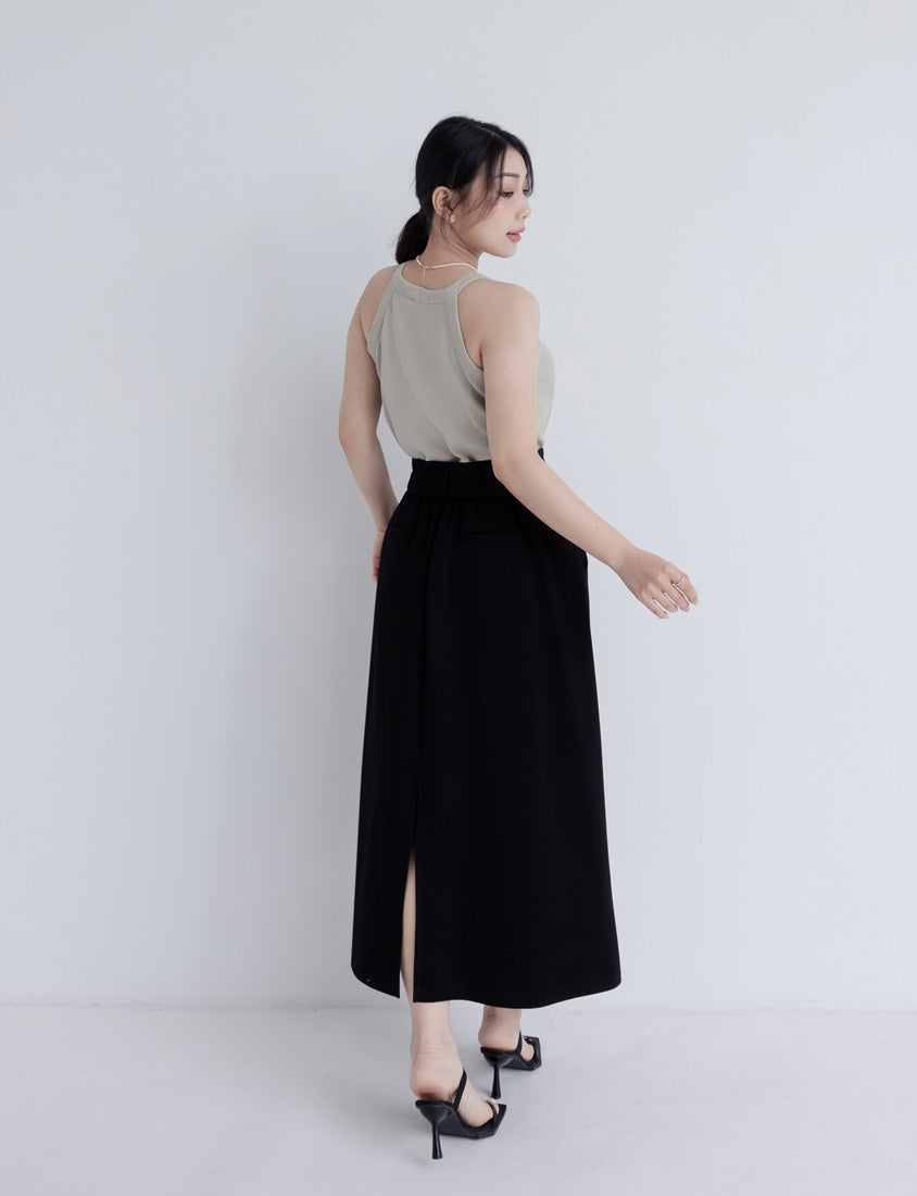 Miss. Space Cotton Back-Slit Plus Size Maxi Skirt