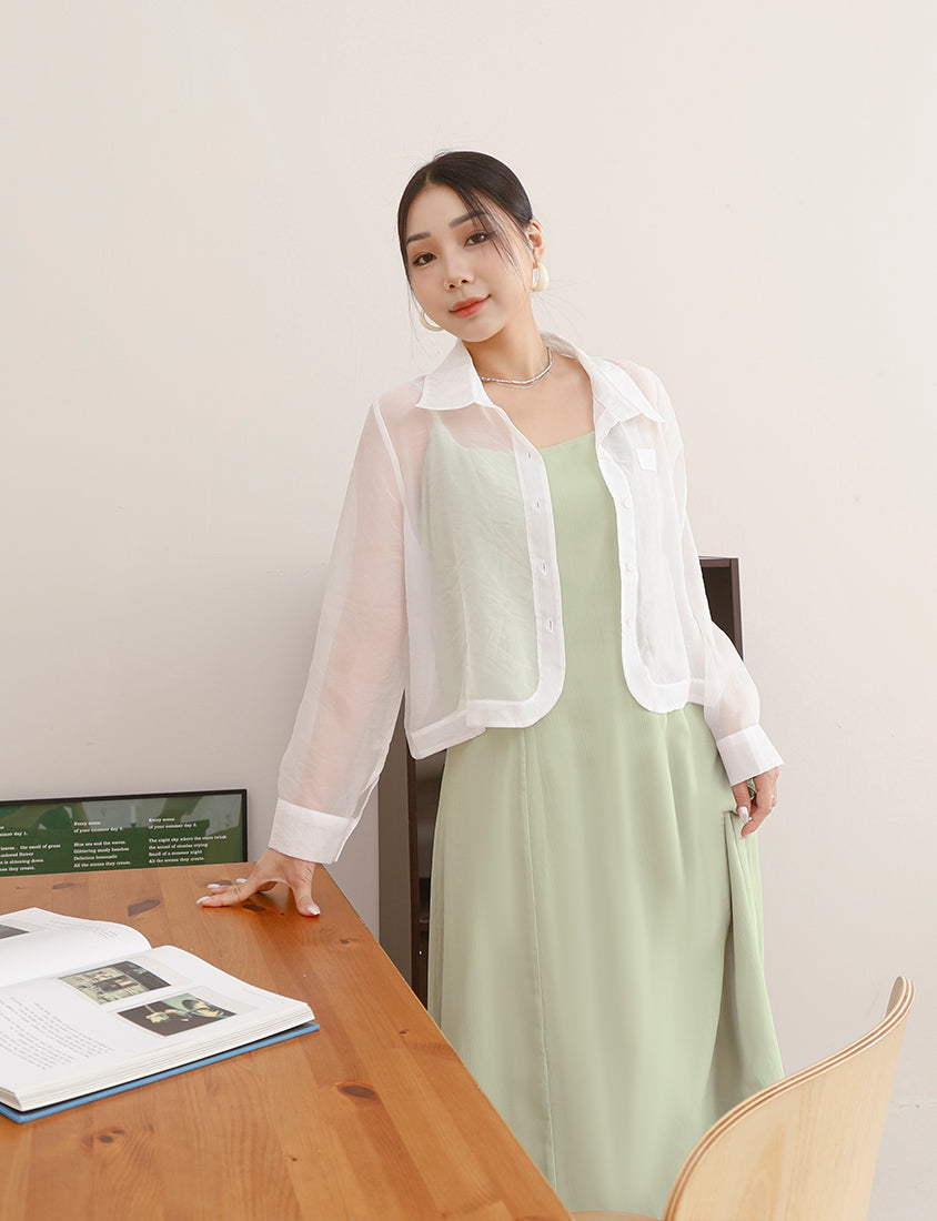 MISS. Ethereal Double Layer Sheer Adjustable Plus Size Maxi Dress