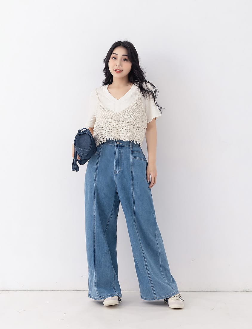 Pear-Shaped Friendly! Seamed Plus Size Wide Leg Jeans