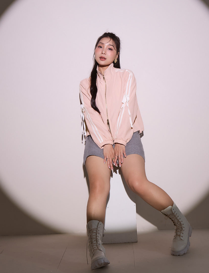 MUA! Contrast Trim Cropped Plus Size Trench Jacket