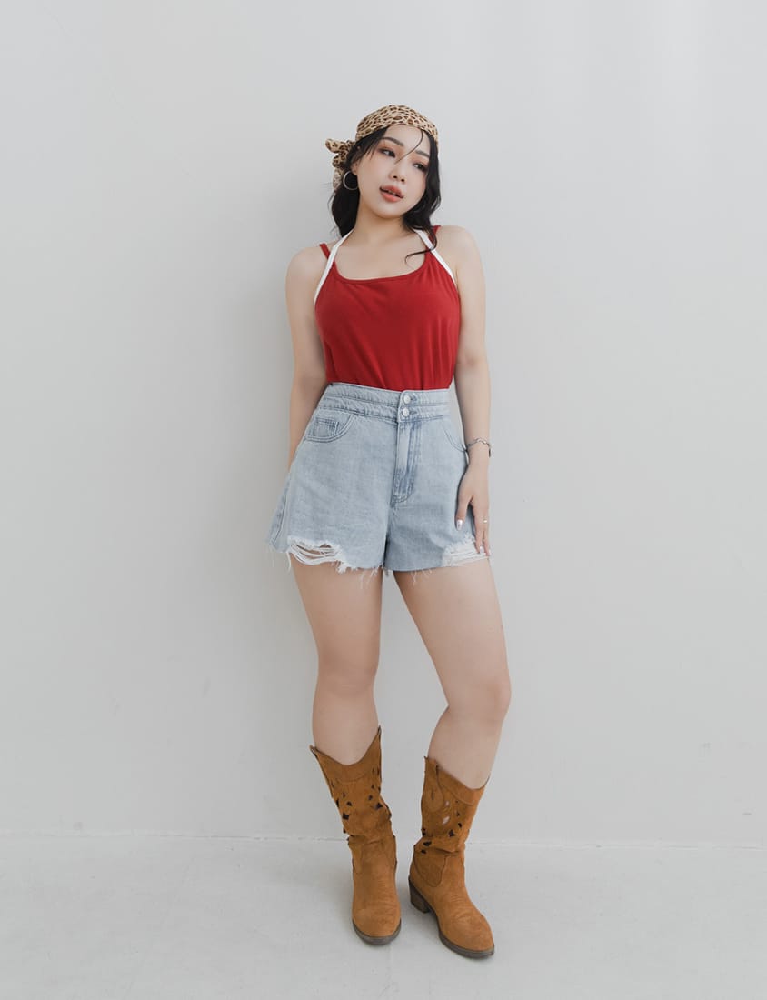 MUA! Edgy Raw-Hem Distressed Plus Size Denim Shorts