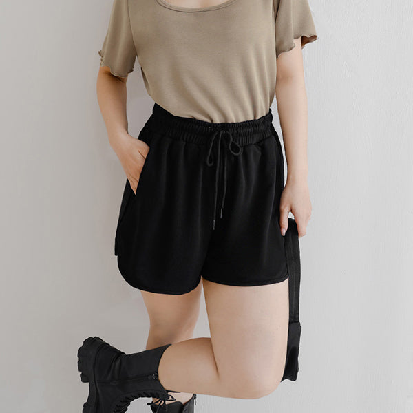 MISS. Casual Slit Drawstring Plus Size Shorts