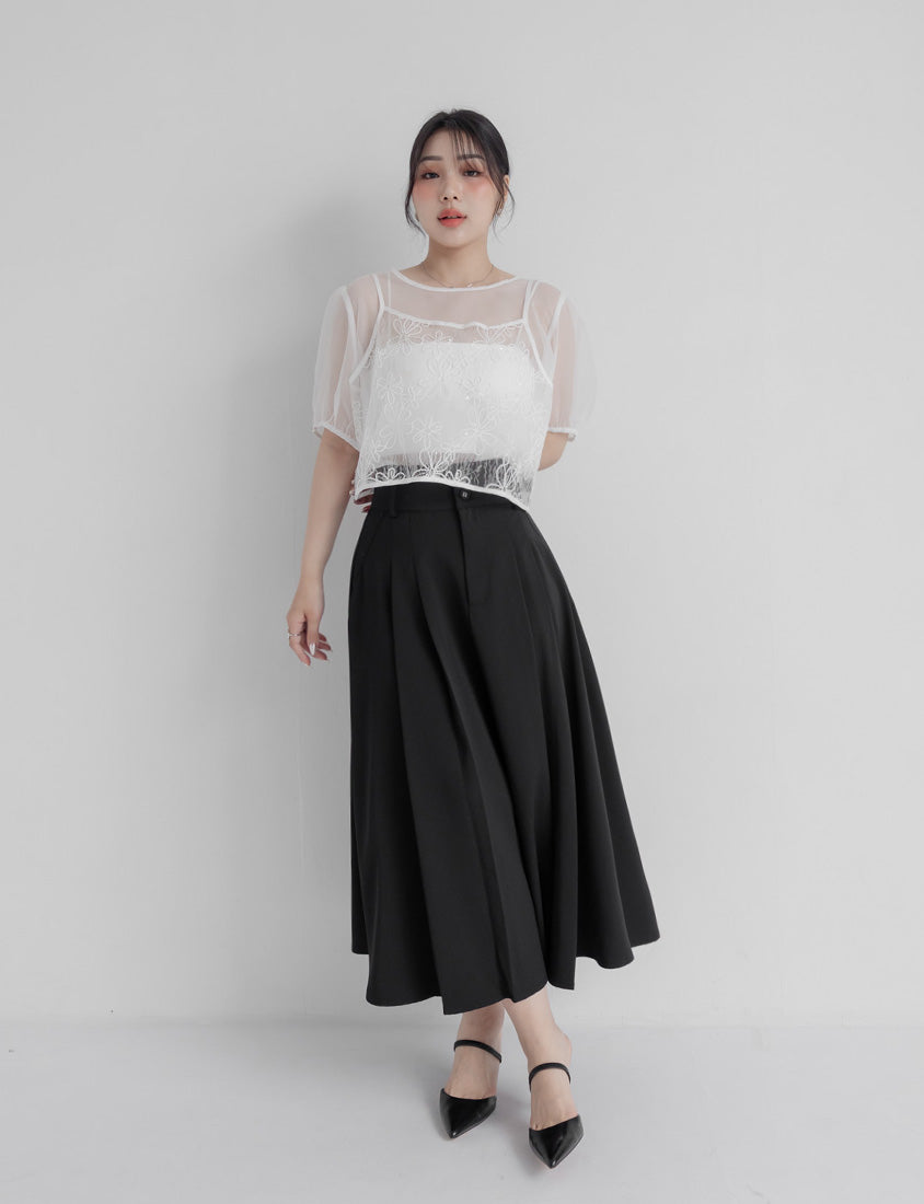 MISS. Wrinkle-Resistant Tummy Flattering with Back Elastic Plus Size Tailored Maxi Skirt