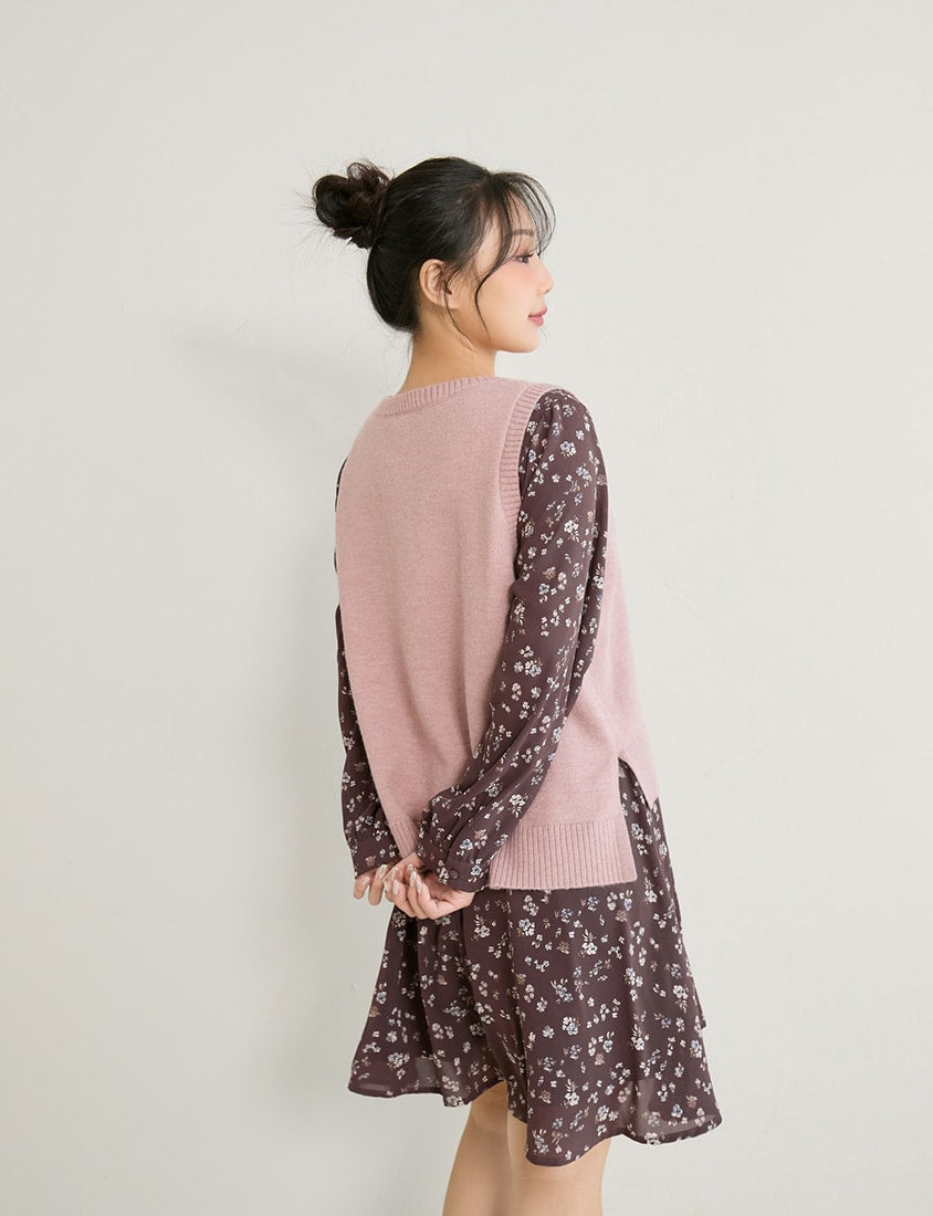 Versatile Multicolor V-Neck Cropped Plus Size Knit Vest