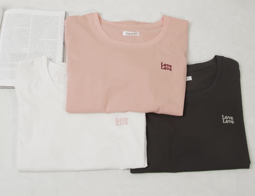 LOVE Soft Color-Block Plus-Size Embroidered Tee