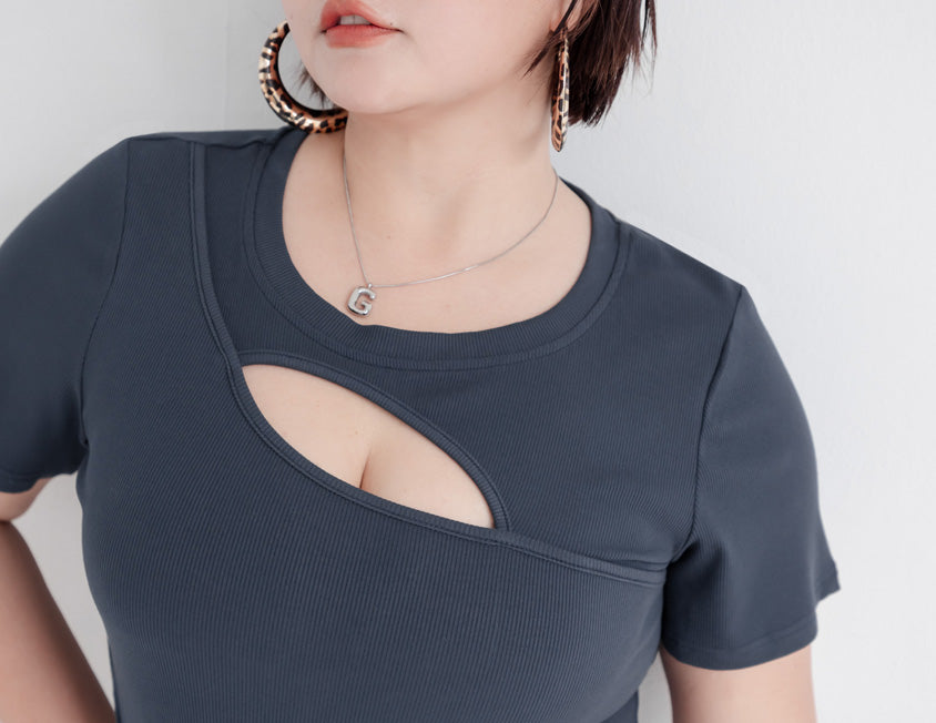 MUA! Sexy Cut-out Ribbed Plus Size Top