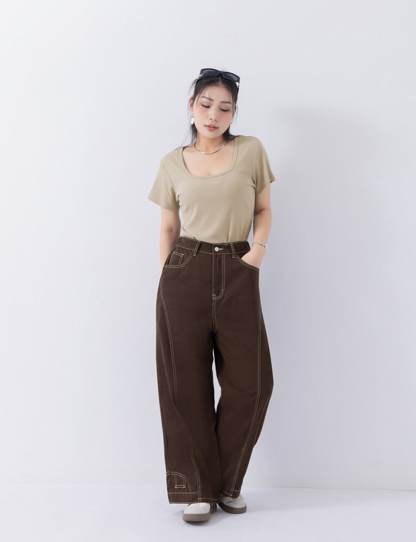MUA! Inverted Seam Plus Size Straight-Leg Wide Pants