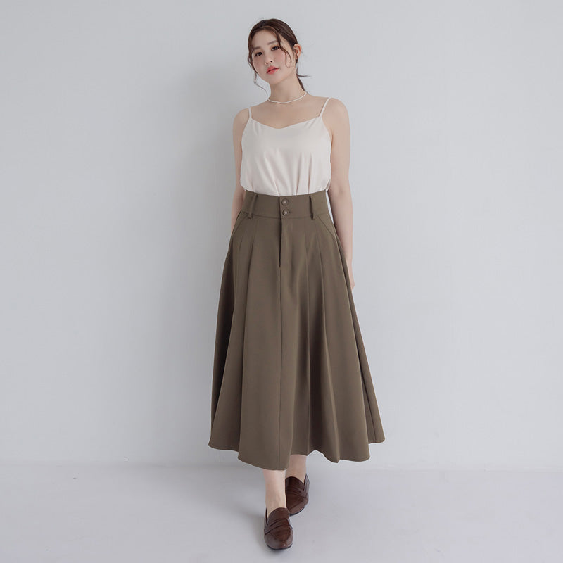 MISS. Wrinkle-Resistant Tummy Flattering with Back Elastic Plus Size Tailored Maxi Skirt