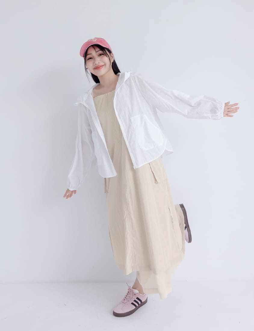Multi-Layered Cargo Adjustable Strap Plus Size Maxi Dress