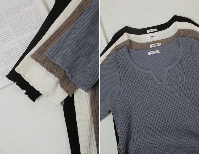 MISS. Essential Wavy Edge Plus Size Knit Top
