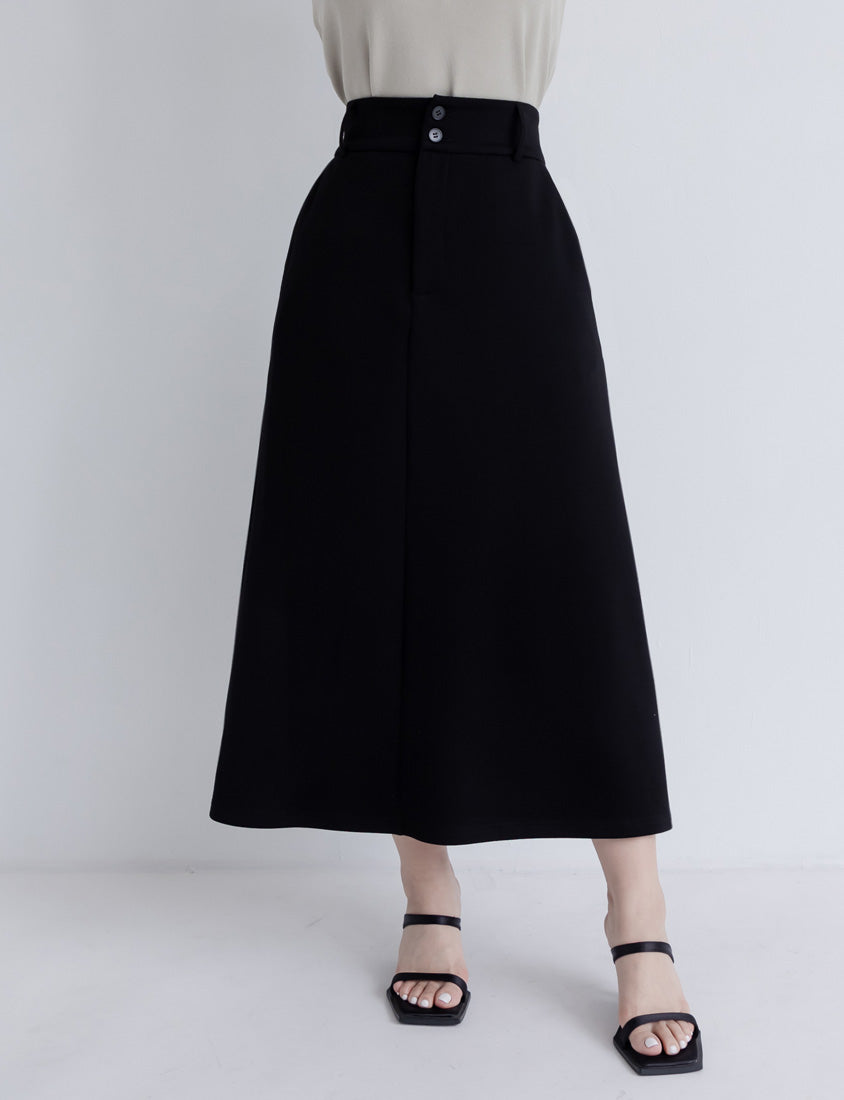 Miss. Space Cotton Back-Slit Plus Size Maxi Skirt