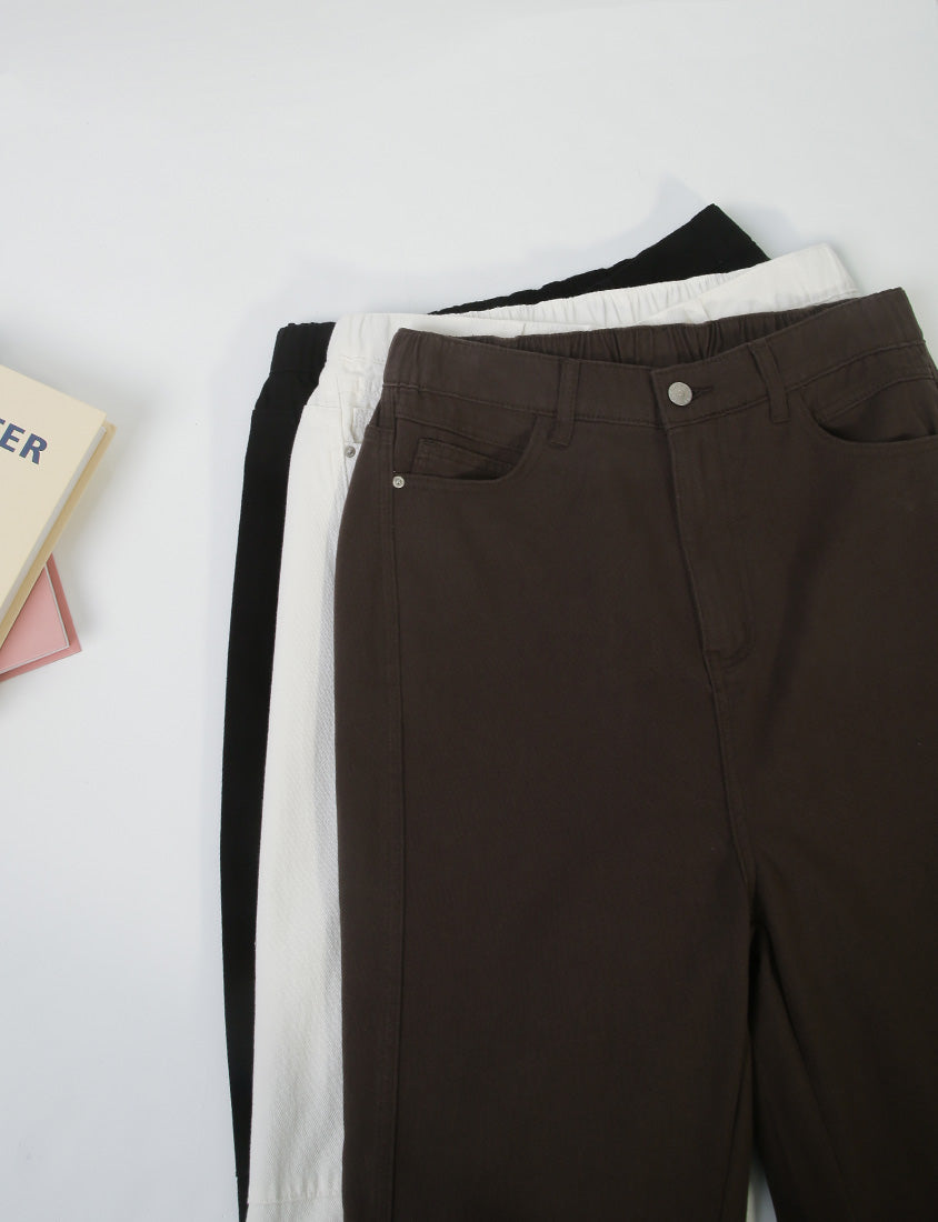 Everyday Versatile Twill Plus Size Straight-Leg Wide Pants