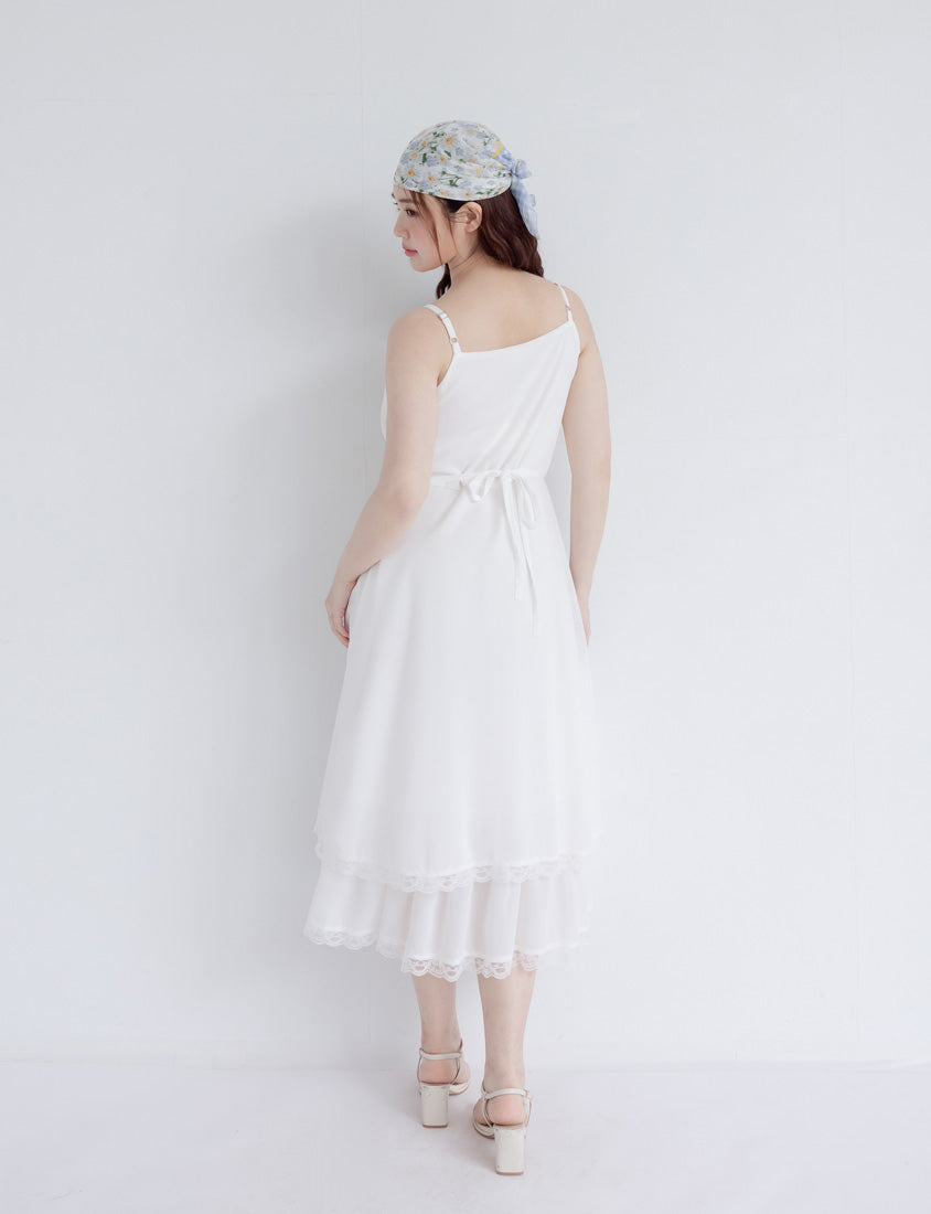 Elegant Layered Lace Tie Plus Size Dress