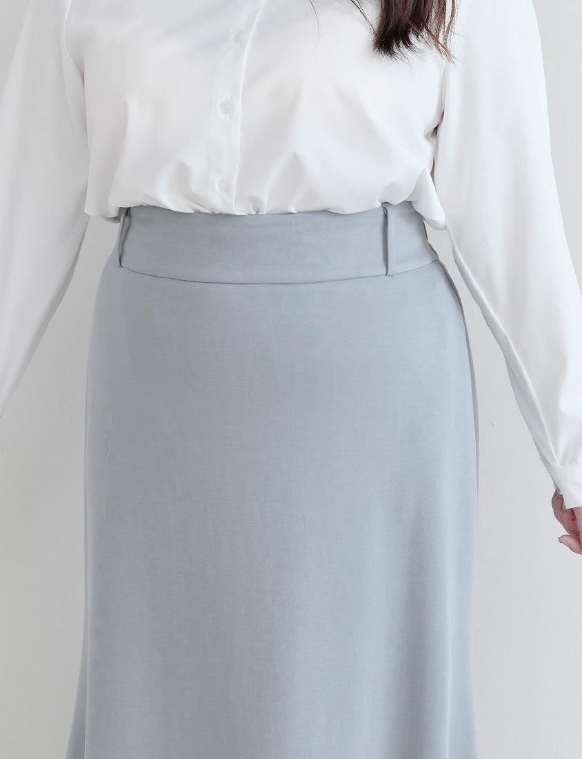 Cloud Cotton Elastic Back Waist Plus Size Mermaid Maxi Skirt