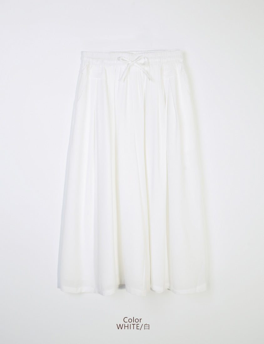Full Elastic Waist Chiffon Plus Size Wide-Leg Pants