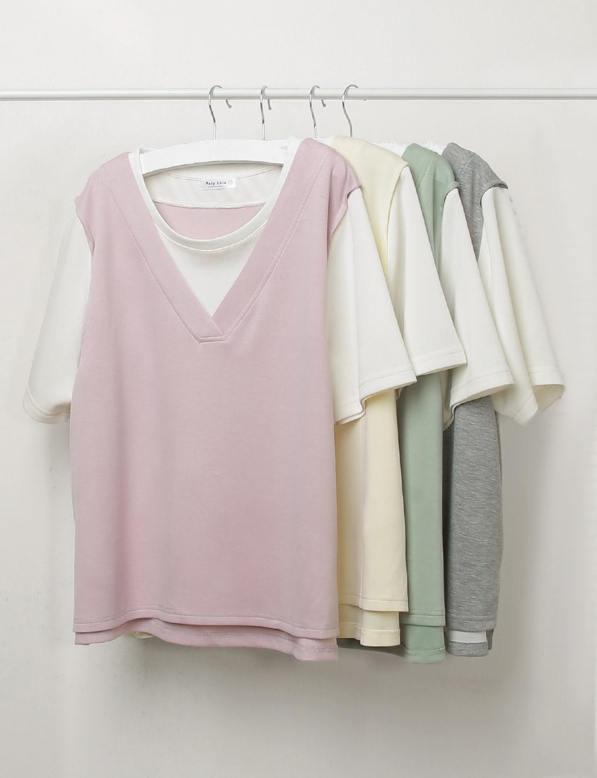 COOL PRO+ Space Cotton Faux Two-Piece Plus Size Top