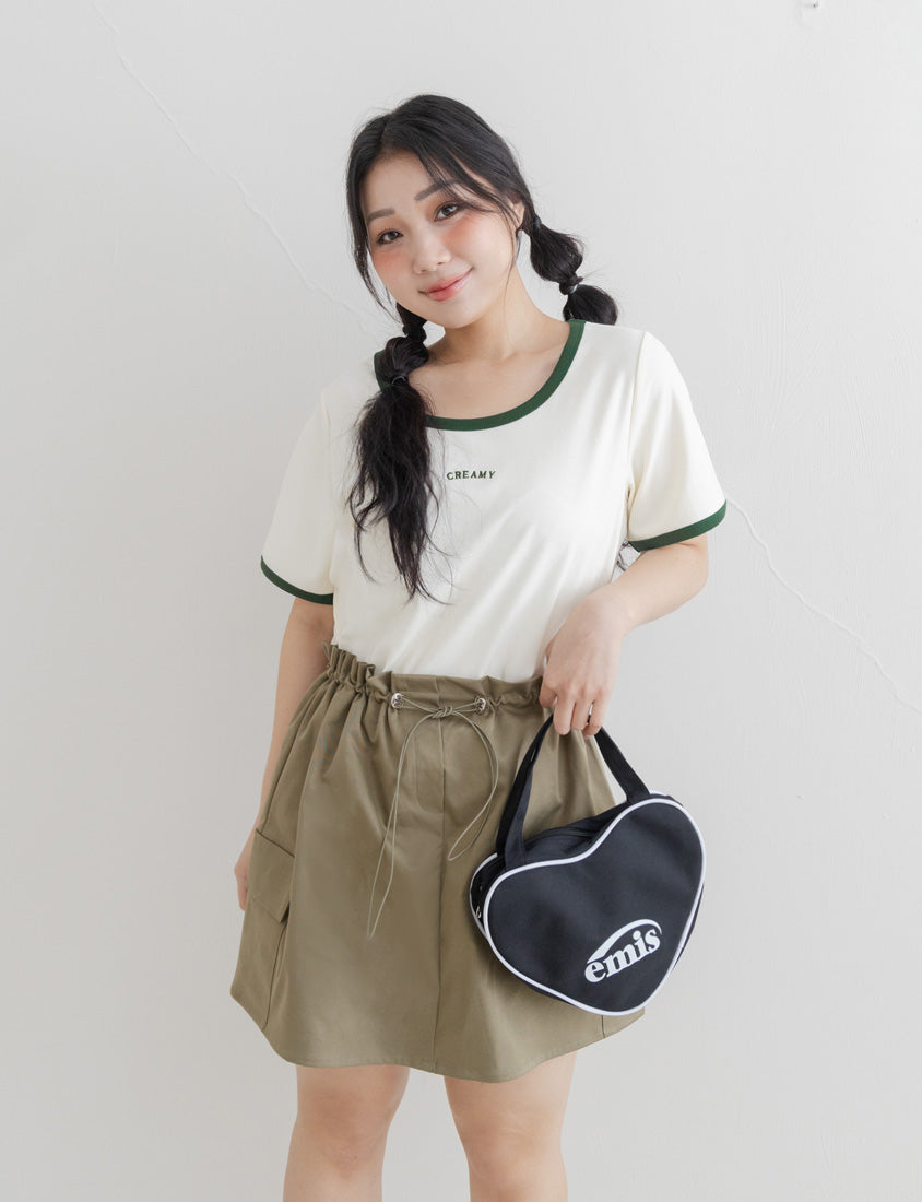 CREAMY Embroidered Color-Block Plus Size Tee