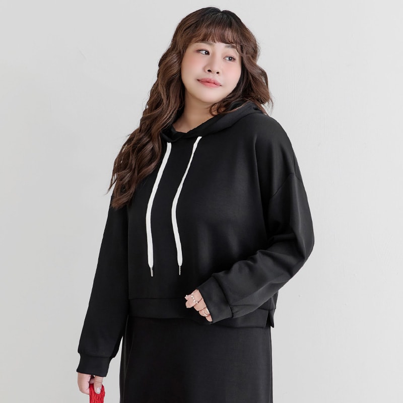 Cloud Cotton Multi-Color Cropped Plus Size Hoodie