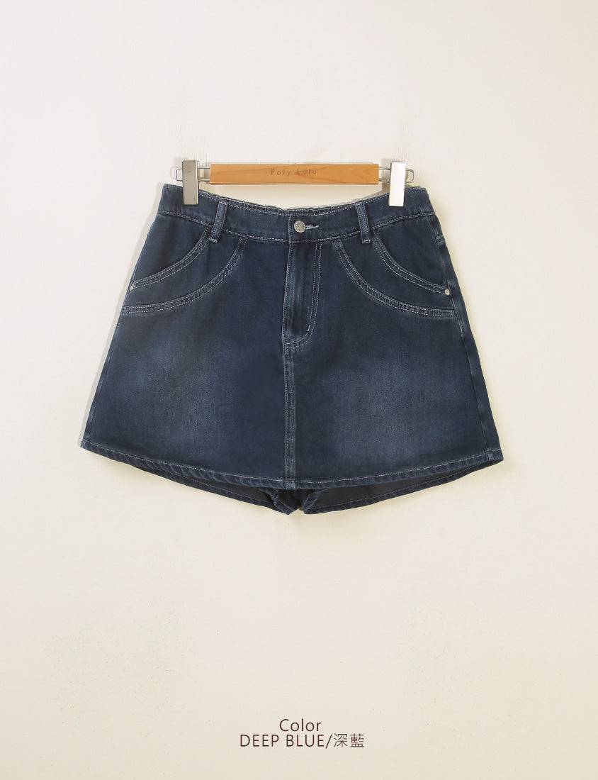Curved Stitch A-Line Plus Size Skort