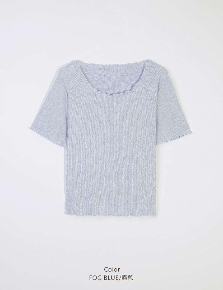MISS. Versatile Wavy Edge Textured Plus Size Ribbed Top