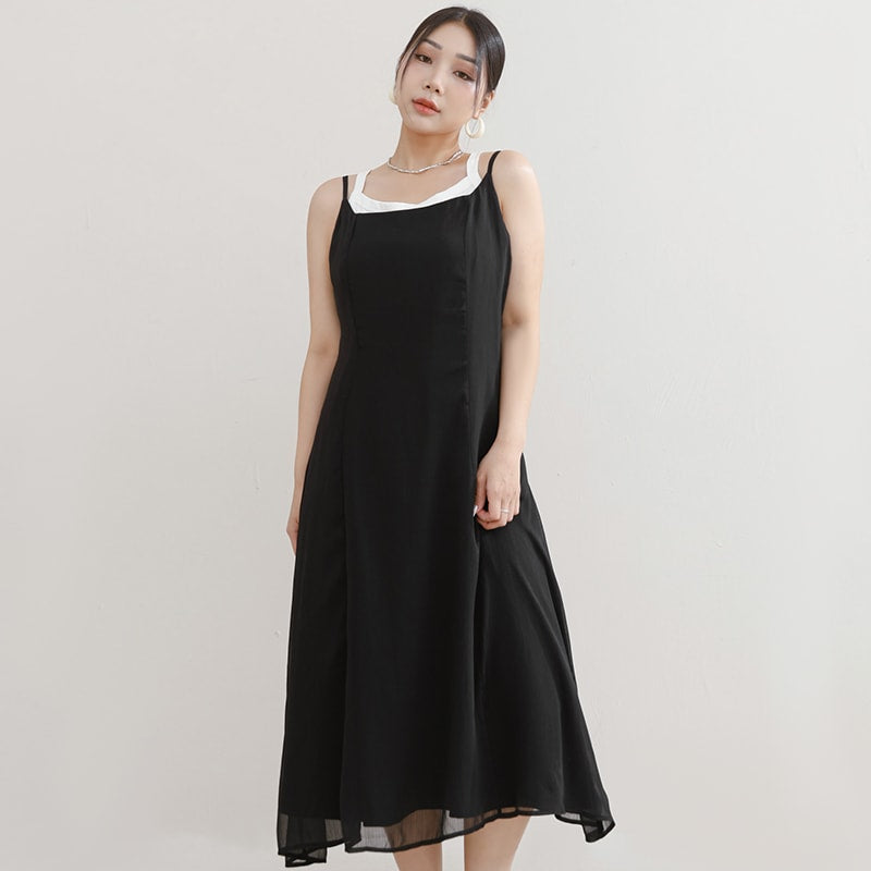 MISS. Ethereal Double Layer Sheer Adjustable Plus Size Maxi Dress