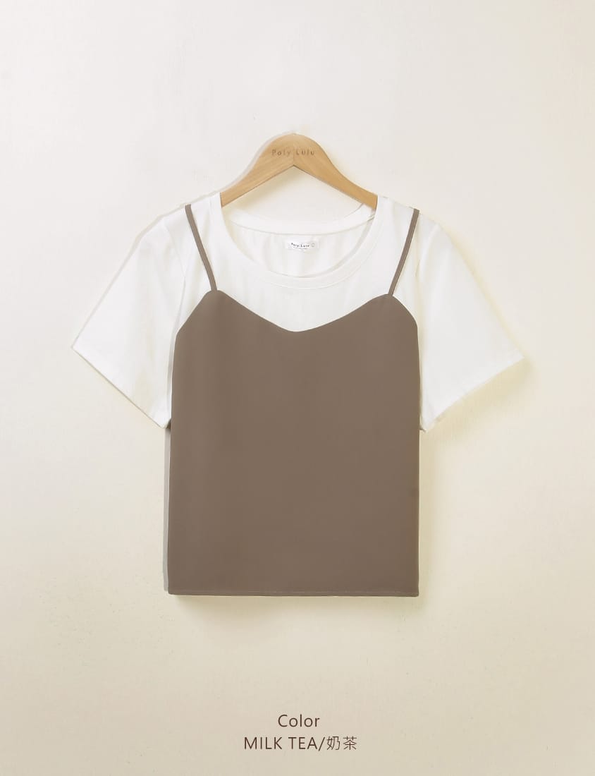 Sweetheart Neckline Twill Faux Two-Piece Plus Size Top