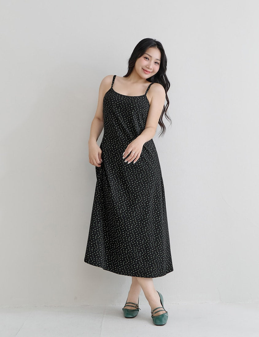 Adjustable Straps Floral Plus Size Cami Dress