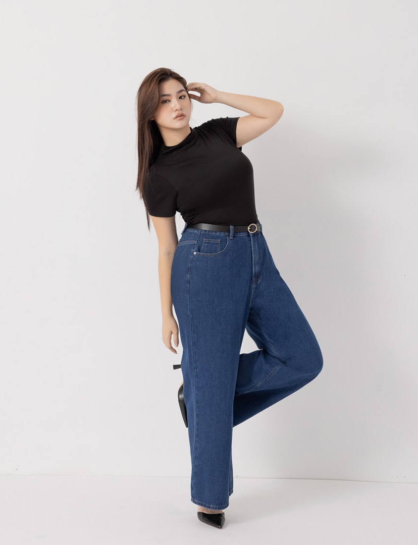 MUA! Sheer Tencel Wool Mock-Neck Plus Size Top