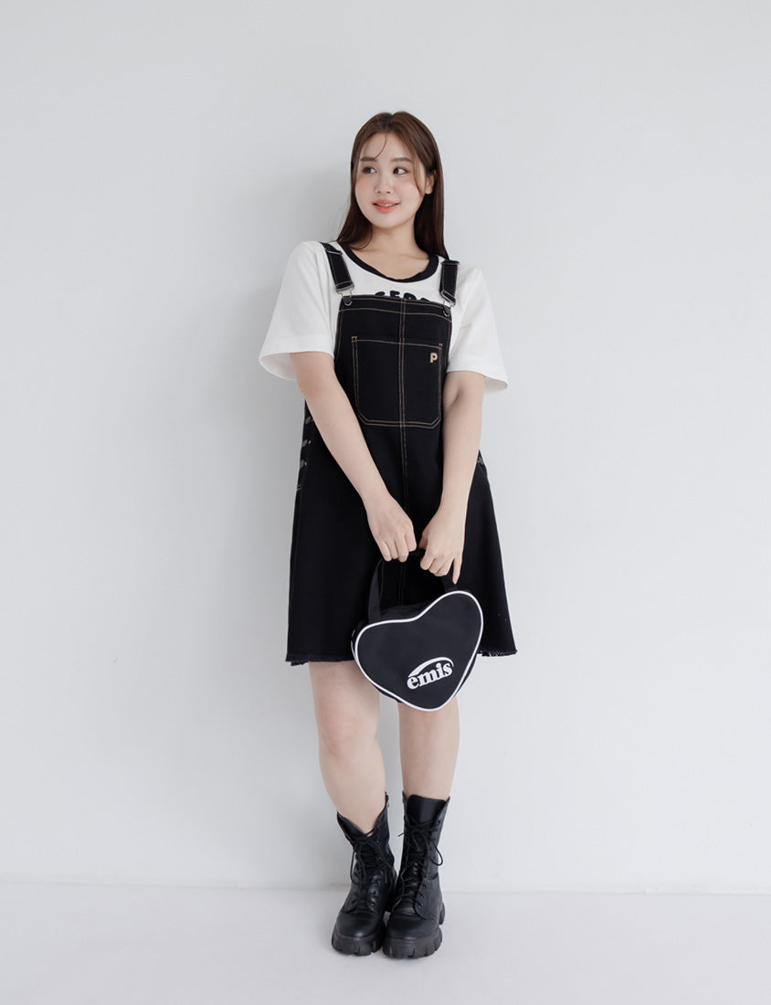 Adjustable Twill Cotton Strap Plus Size Midi Dress