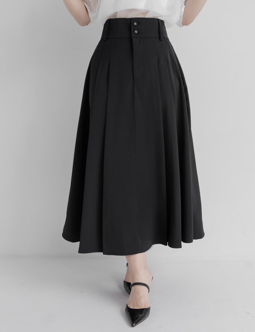 MISS. Wrinkle-Resistant Tummy Flattering with Back Elastic Plus Size Tailored Maxi Skirt